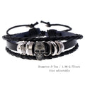 New Design Metal Skull Accessories Leather Bracelet Handmade Beaded Skeleton Jewelry Charm Bracelet for Men and Women