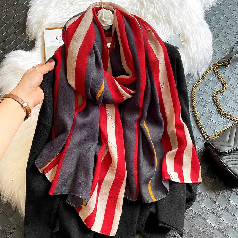 Autumn Winter New Luxury Black Dot Viscose Shawl Scarf Ladies Fashion Print Wrap Neck Snood Pashminas Muslim Hijab