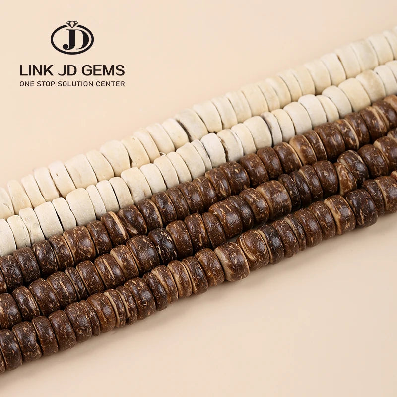 JD Natural Wooden Beads 5mm 8mm Flat Coconut Shell Spacer Beads for DIY Jewelry Making-Findings for Necklace Loose Gemstones