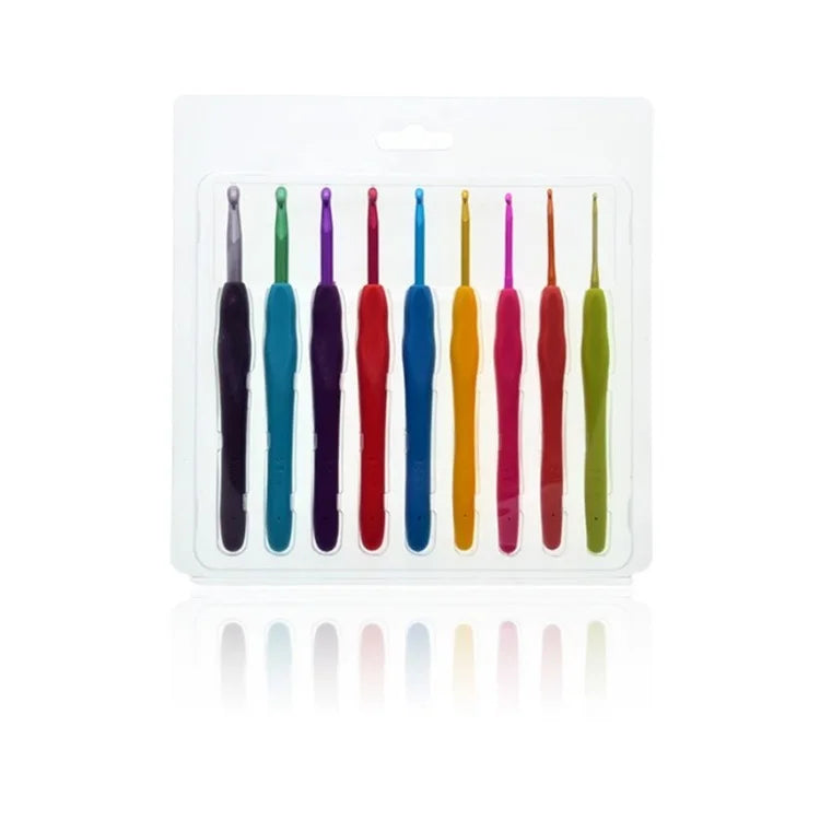 Hot Sale  Colorful Aluminum 9PCS Knitting Tool Accessory Crochet Hook Set for Hand Knitting