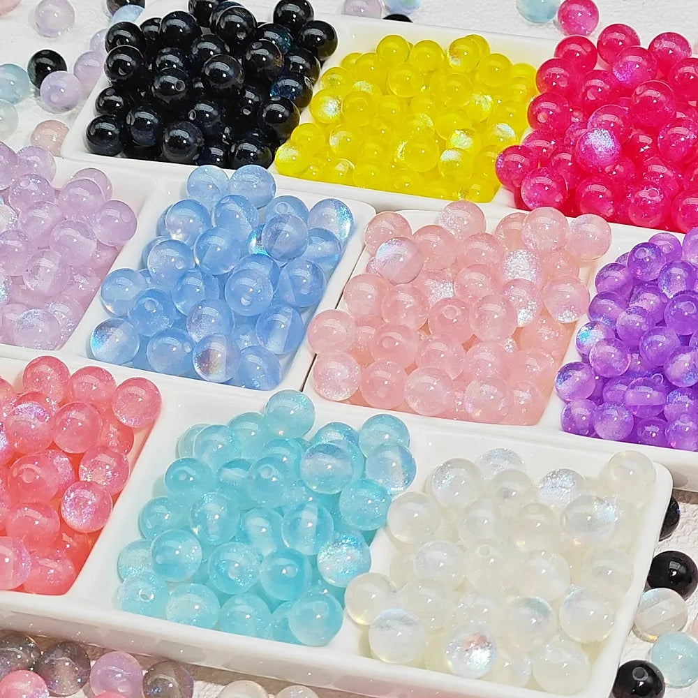 Factory Wholesale Superb Resin Imitation Cat's Eye Dual Color Round Bead Loose Bead