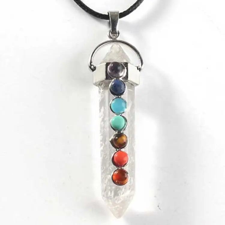 DIY Manufacturer Party Jewelry Sterling Silver clear Quartz Gemstone Necklace Chakra Pencil Pendant Party Wear Pendant