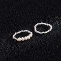 Wholesale Price S925 Sterling Silver Elastic String Pearl Ring Simple Irregular Shredded Silver Ring for Women
