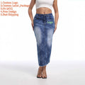 New Arrival Women's Plus-Size Midi Skirt Printed Bodycon Denim Dress with Side Slit Versatile Fitted Style for Autumn