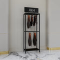 Custom LOGO Black Metal Human Hair Rack Wig Shop Display Shelves Golden Silver Floor Standing Hair Extension Display Stand