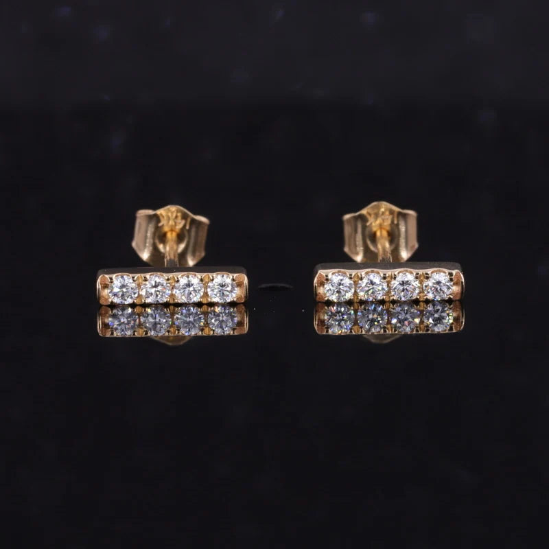 Starsgem Trendy Women's 14K Solid Yellow Earrings With Lab Grown Diamond Stud Earring Wedding Engagement Earrings
