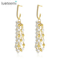 LUOTEEMI Drop Tassel Diamond Earrings Jewelry Dangle Diamond Stud Earrings Woman
