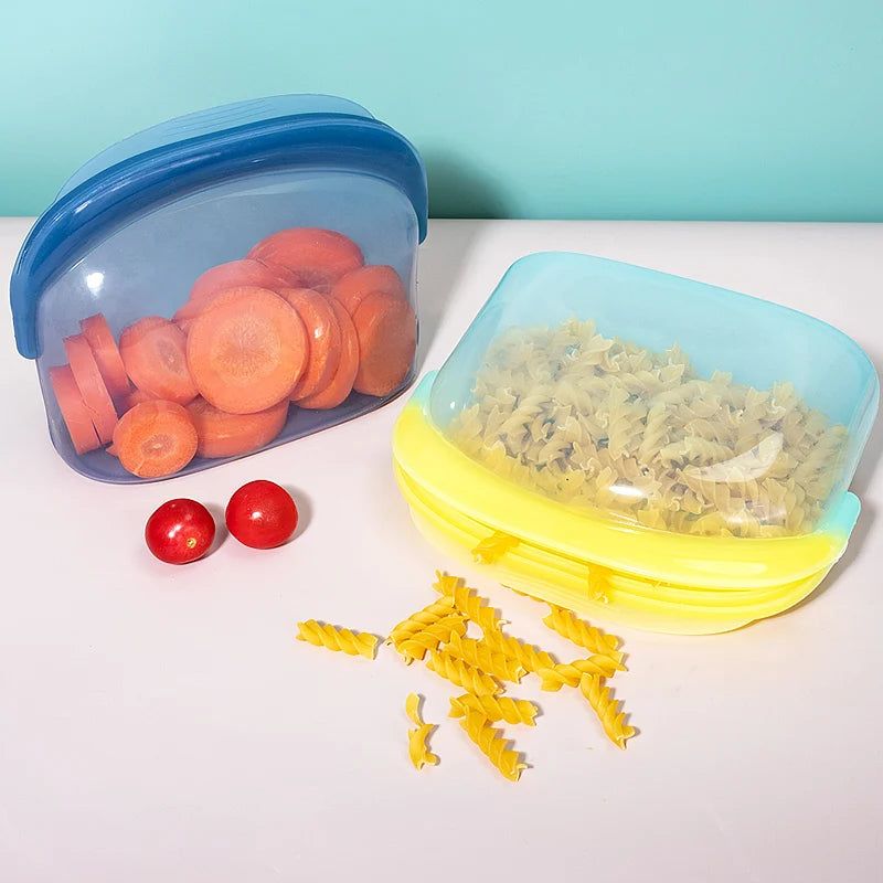 Wholesale Bpa Free Leakproof Fresh Reusable Silicone Food Storage Bag Silicon Transparent Food and Fruit Storage Bag