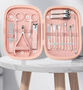 18 in 1 Professional Manicure Kit Pedicure Tool Stainless Steel Nail Clipper Scissors Grooming Set with Leather Travel Case