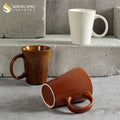 Custom Ceramic Striped Tea Milk Mug Nordic 350ML Large Capacity Porcelain Cups Set Restaurant Hotel Poterie Tasse Drinkingware