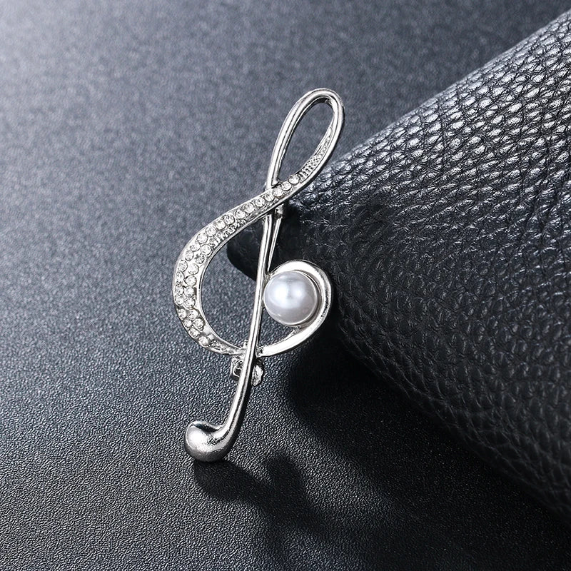 Weiman Factory Direct Sale Cute Staff Stave Brooch with Treble Clef Crystal Musical Note Brooch Alloy for Jewelry Wedding Gifts
