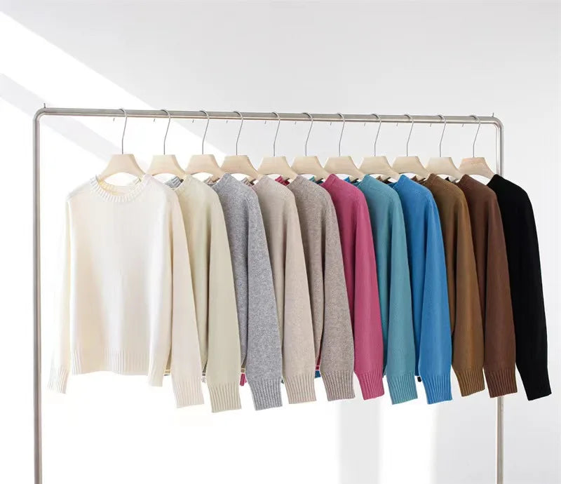 2024 New Style Merino Wool Crewneck Cardigan Sweater Heavyweight Oversized Kinted for Women Flat Knitted Technique for Spring