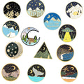 19 Style Cheap Custom Wholesale Stars Moon Mountains and Rivers Rubber Enamel Pin Back Sets for Travel Souvenirs