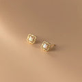 White Opal Jewellery Small Flower Shape Gold Plated 925 Sterling Silver Stud Earrings Women Fashion Jewelry