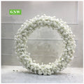 GNW Artificial White Rose with Hydrangea Wedding Arch Decorated Flower Metal Arch for Wedding Background Flower Hoop