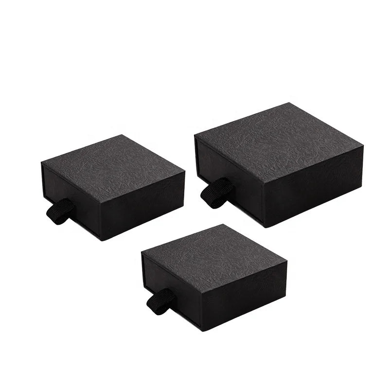 Yiwu China Manufacturers Gray Sponge Inside Customized Drawer Cardboard Black Cardboard Gift Sliding Boxes for Jewelry Packaging