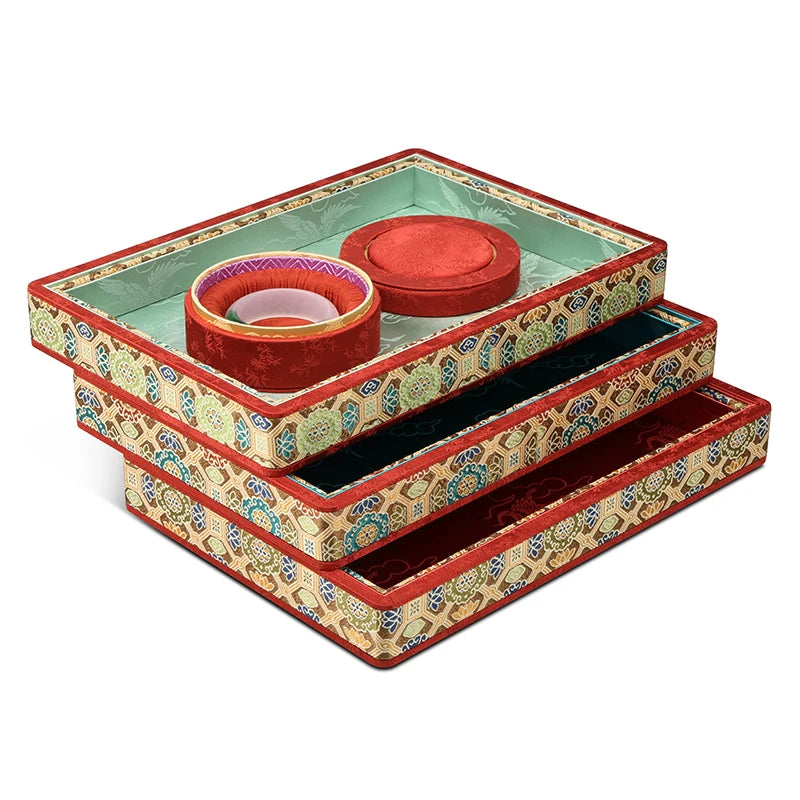 Jinsky Custom logo Satin Cloth Jewelry Trays Organizer Set Jewelry Storage Display Trays for Ring Bracelet