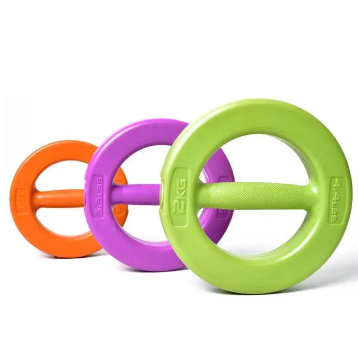 PINJIAN New Design Women Use Light Weight Combine Dumbbell Kettlebell PVC Cement Ring Dumbbell
