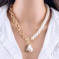 Fashion Girl Jewelry Gift Gothic Baroque Butterfly Pearl Portrait Square Double Layer Necklace Pendant