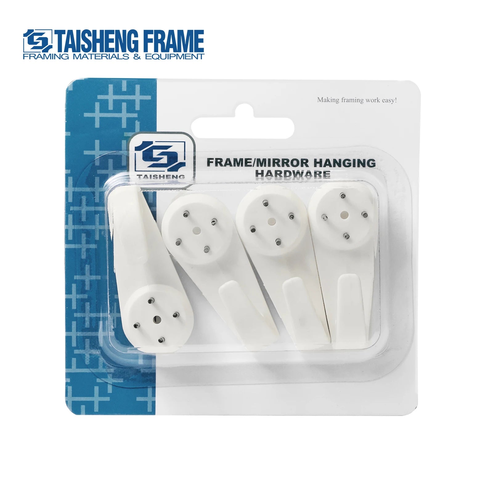 ABS Materials Plastic Picture Frame Hook Kits 4pcs Hard Wall Plastic Frame Wall Hanger Kits for Holding 2-3KG