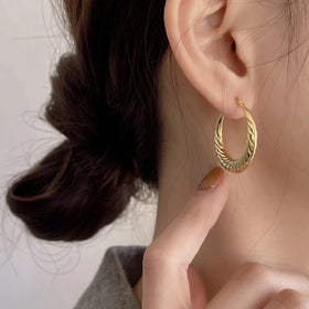 Melynn Twisted Big Earrings Women Jewelry 925 Sterling Silver Hoop Earring 18k Gold Plated Jewelry Waterproof Earrings