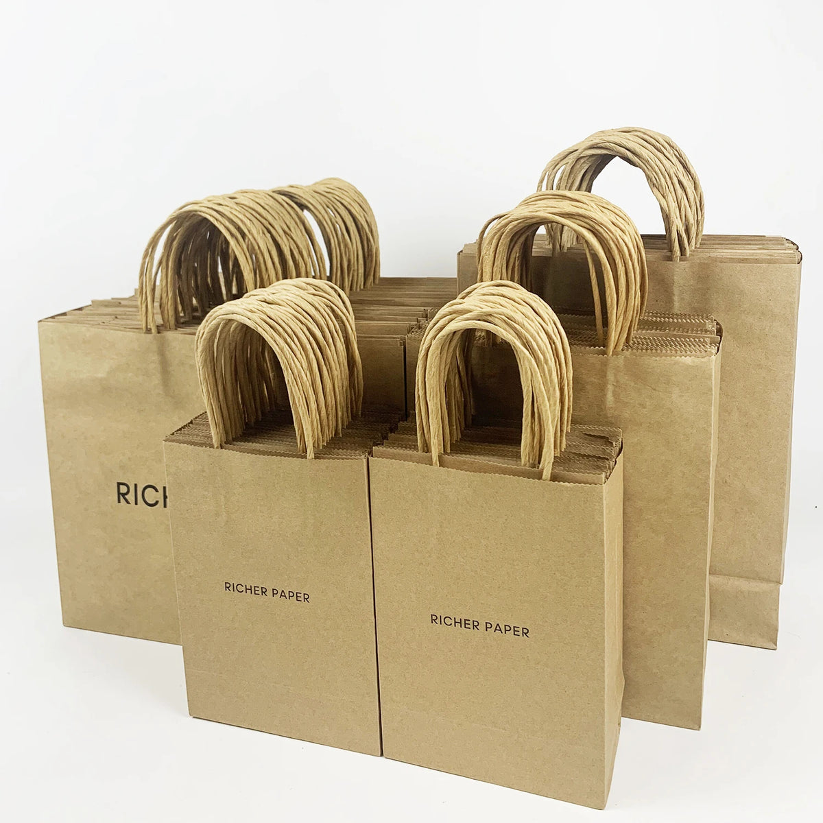 Wholesale Recycled Custom Size Brown 100gsm Twisted Paper Handle Food Shopping Kraft Paper Bags Offset Printing for Sushi Milk