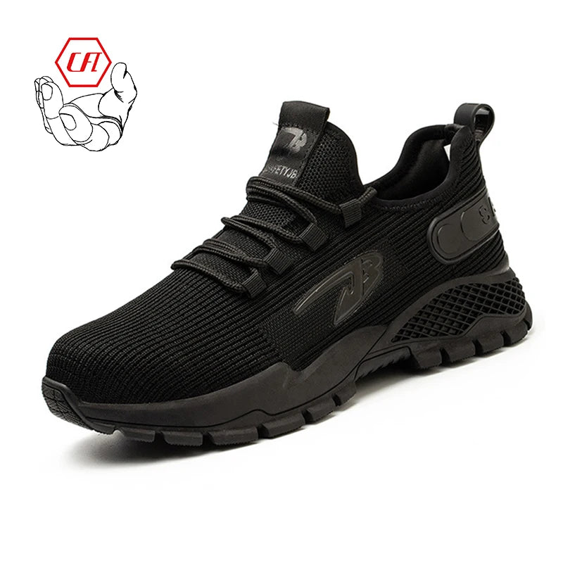 Fashion Breathable Safety Shoe Casual Trainers Men's Safety Shoe Fly Knit Steel Toe Non-slip Men's Work Shoes