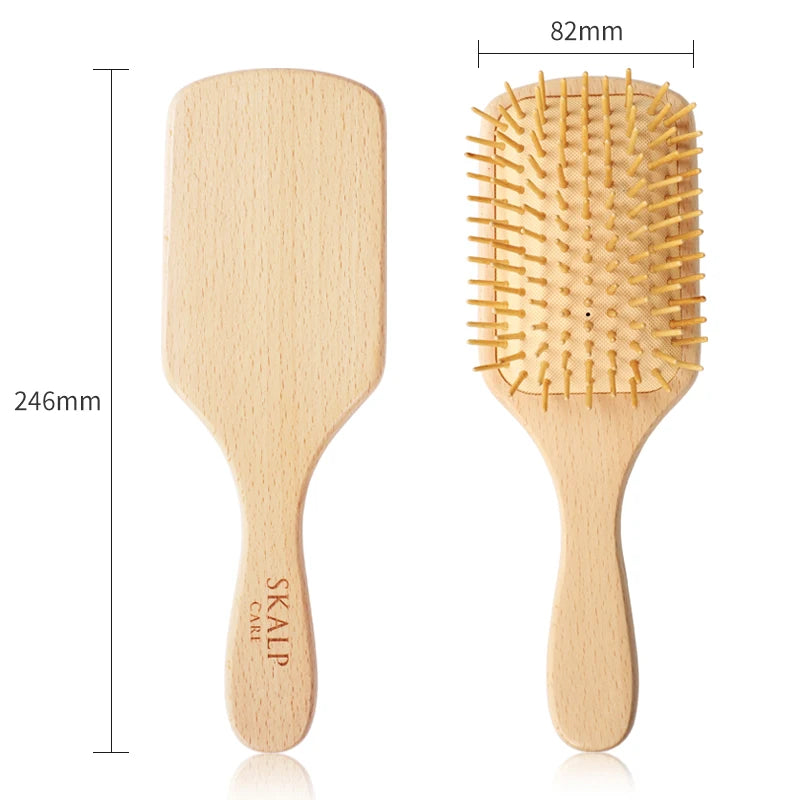 2026 New Beech Wood Beech Bristle Hair Brush Paddle Hair Brush Massage Scalp Brush