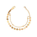 Wholesale Stainless Steel Gold Plated Double Layer Bracelet Disc Link Ball Chain Adjustable Women Jewelry