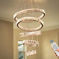 Modern K9 Crystal Pendant Chandelier Luxury Round Ring Ceiling Lights with Remote Control for Home Decor