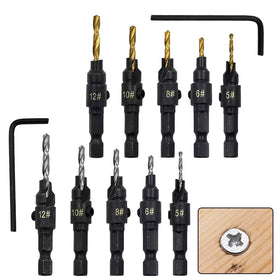 5pcs Countersink Drill Woodworking Drill Bit Set Drilling Pilot Holes for Screw Sizes #5 #6 #8 #10 #12 Carpentry Tools