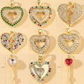 Diy Punk Jewelry Copper Gold Plated Colored Zirconia Accessories Elegant Multi-Style Geometric Heart Pendant for Jewelry Making
