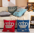 Custom Nordic Style 45x45cm Chenille Jacquard Crown Design Home Decor Square Throw Pillow Cover Woven Cushion Cover for Hotels