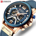 CURREN 8329 Men Watches Top Brand Luxury Blue Leather Chronograph Sport Watch for Men Fashion Date Waterproof Clock Reloj Hombre