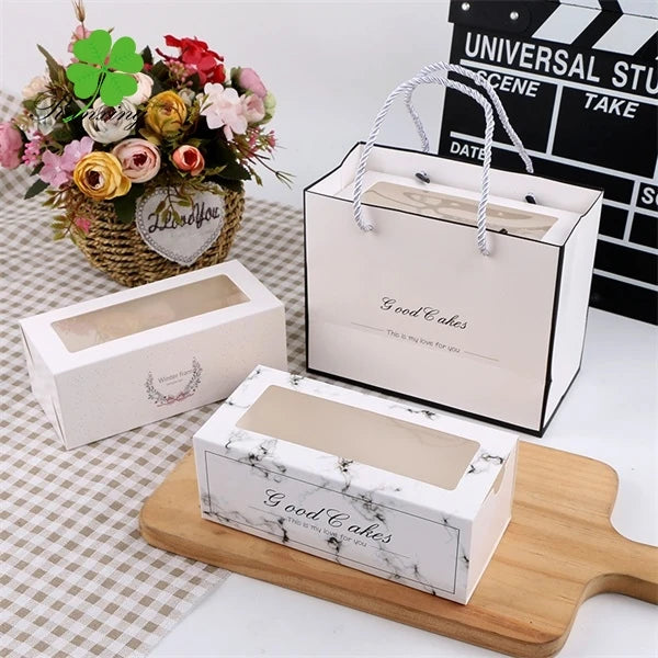 Luxury Disposable  Material with Window Customizable Size Shape Paper Cake Packing Bakery Pastry Donut Macaron Cupcake Box