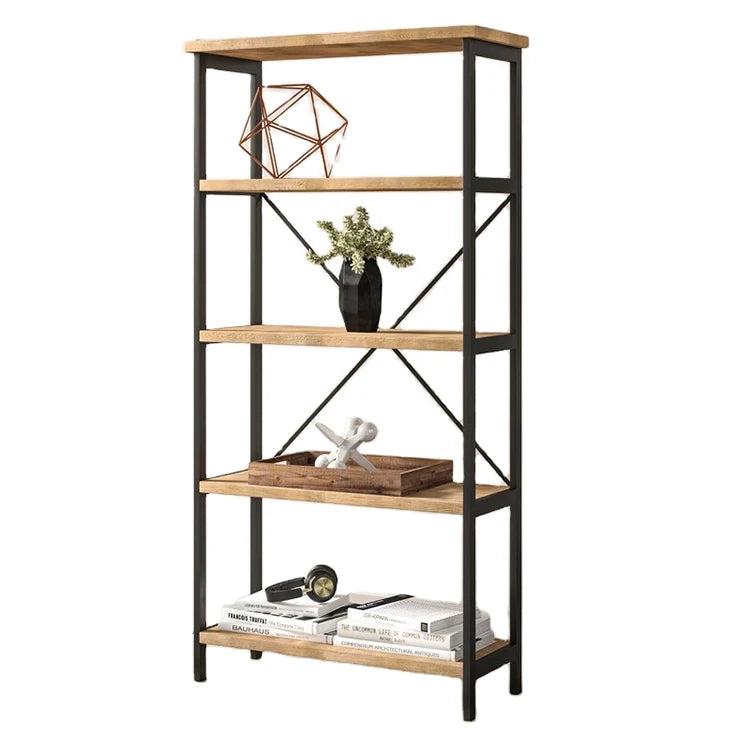 Home Modern Paint Sundry Craft Oven 5 Shelve Display Shelf Steel Wooden Storage Rack