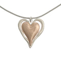 Brush Finish Two Tone  Double Heart Necklace Pendant High Quality Jewelry Personalized Long Sweater Chain