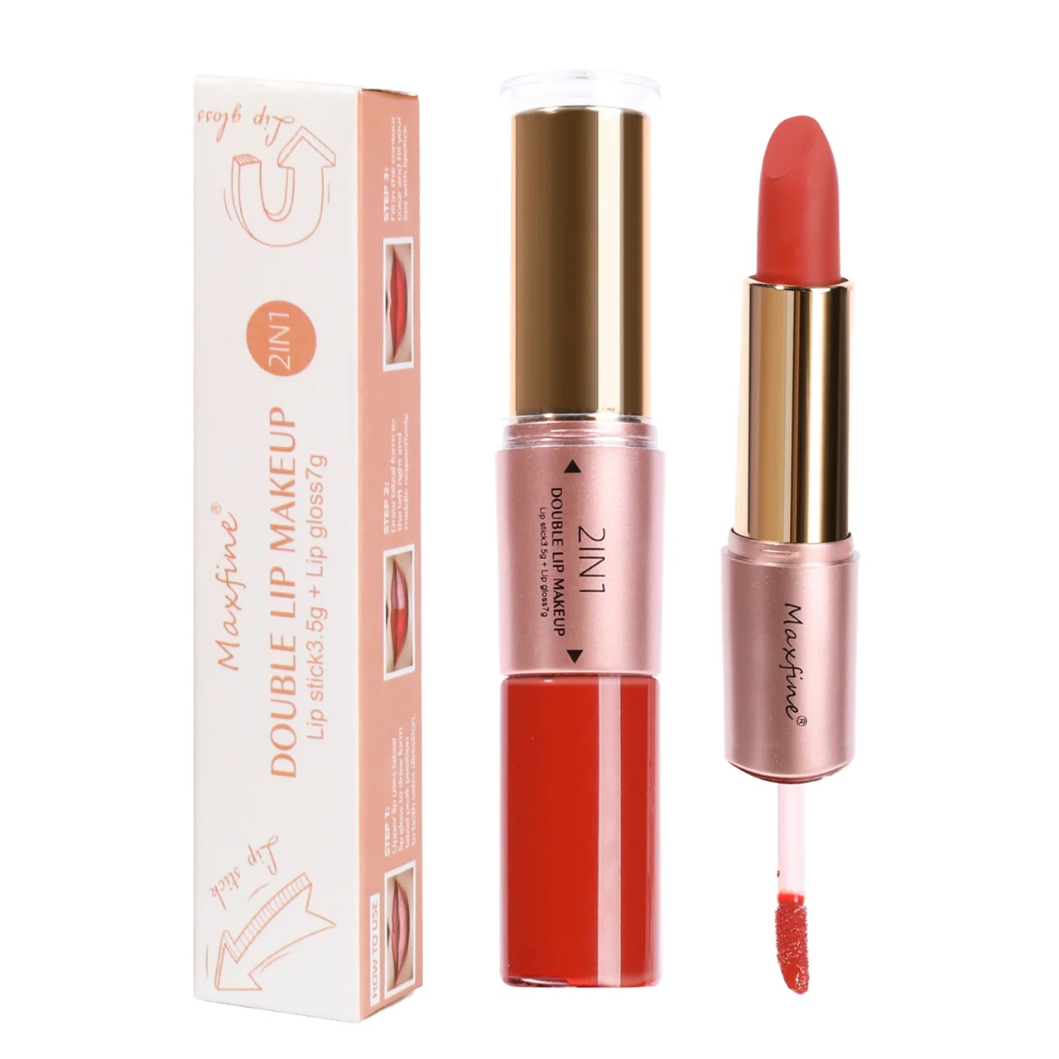 Double-headed Lipstick Lipgloss 12 Colors Lips Makeup Velvet Matte Lip Gloss Moisturizing Non-stick Cup 2 in 1 Stick