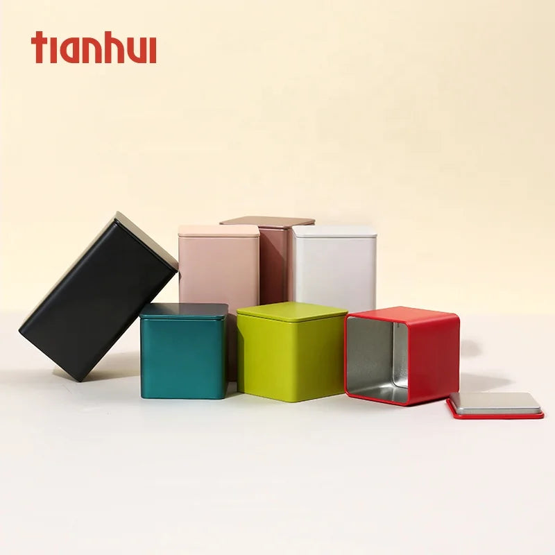 Luxury Black Square Food Tea Packaging Metal Tin Container Candy Jar 3-piece Set in Stock in the US Free Shipping