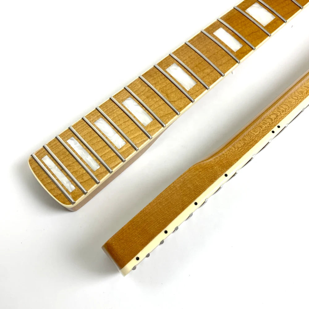 21 Frets 9.5 Inch Radius Roasted Maple ST Electric Guitar Neck with Block Inlay and White Binding