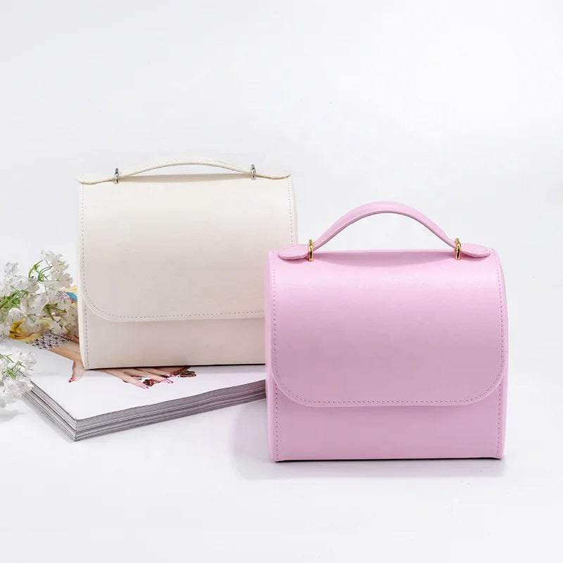 Christmas Hot Sale Wholesale Mirror PU Earrings Jewelry Storage Box Fashion Makeup Box Girl Makeup Storage Box