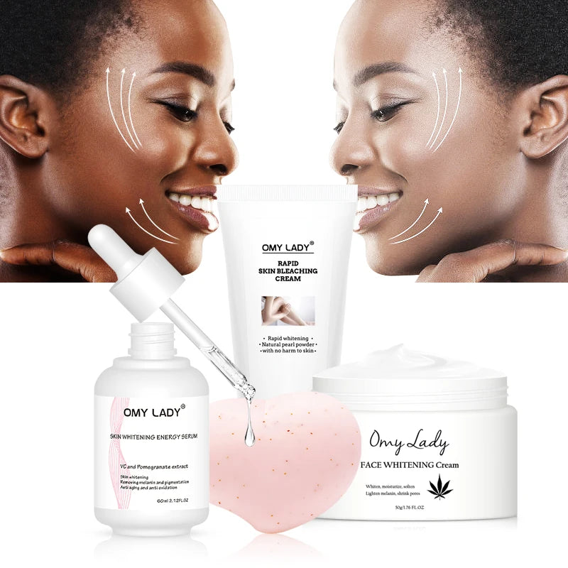 Omy Lady AHA & Niacinamide Glowing Skin Tone Brightening Bleaching Cream Black Skin Whitening Set
