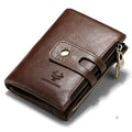 HUMERPAUL Factory Customize Design Genuine Leather Short Wallet for Men RFID Blocking Hasp Zipper Coin Holder Coin Pocket Purse