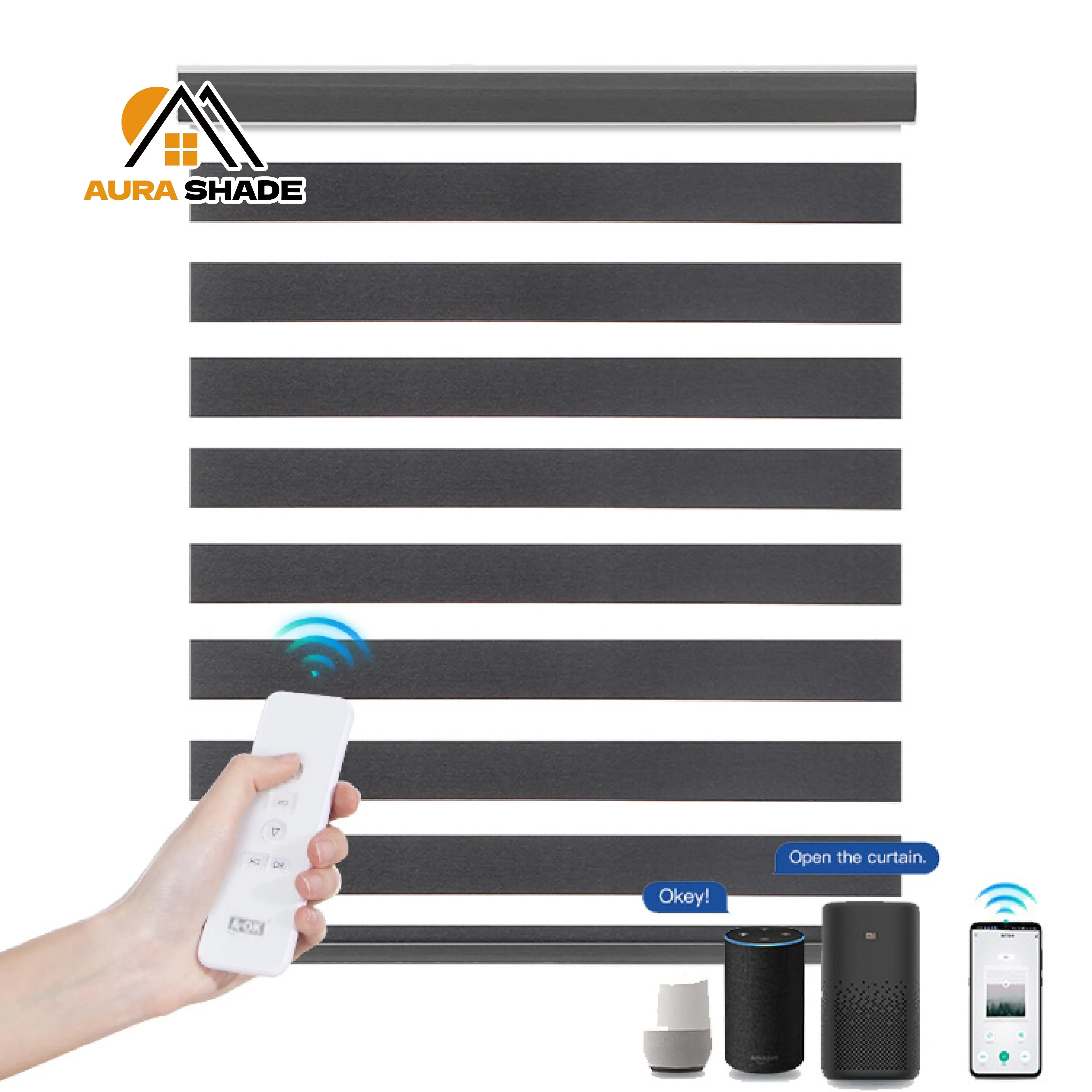 Double-Layered Blackout Windows Blinds  Zebra Blinds Shade Motorized Customized Zebra Blinds for Window