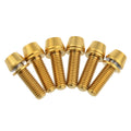 6 Pcs DIN912 Titanium Alloy Bicycle Anodized Bolts M5 Taper Head Hex Screws with Non-shedding Washer
