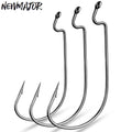 NEWMAJOR 10 Pieces/pack Crank Soft Worm Hook Enhanced Wide Belly Crank Hook Soft Bait Fish Hook Texas Fishing Group