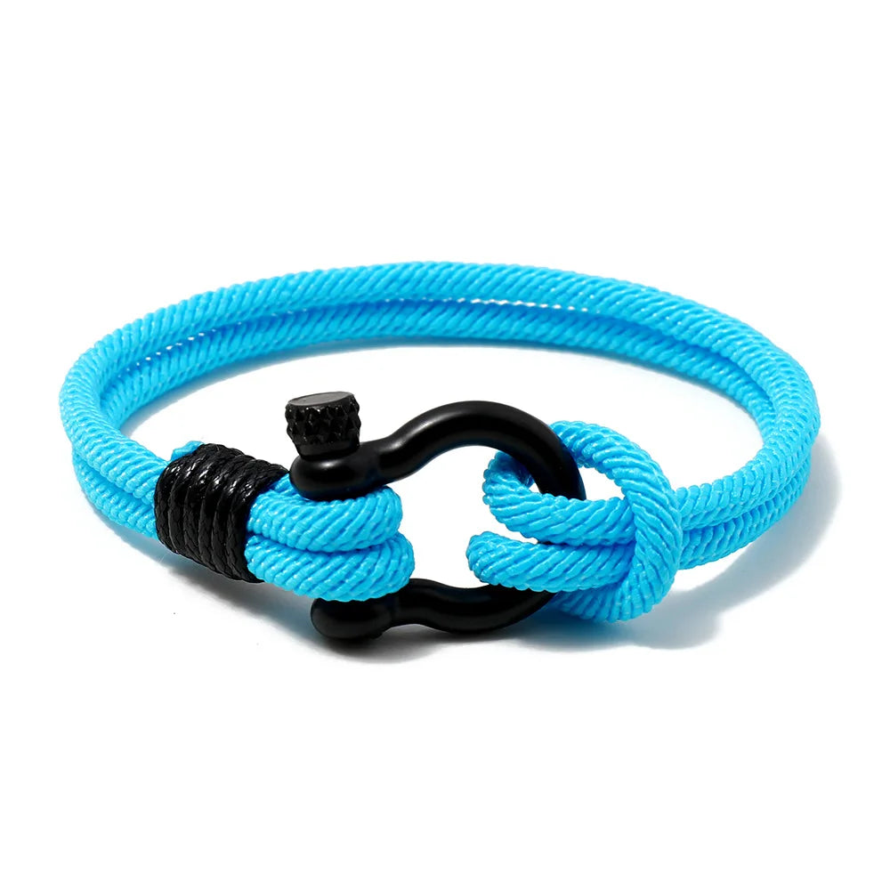 Men's Woven Stainless Steel Bracelet with Horseshoe Clasp Fashionable Bangles