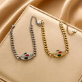 Trendy Tarnish Free 18k Gold Plated Stainless Steel Colorful Zircon Snake Bracelets for Women Jewelry