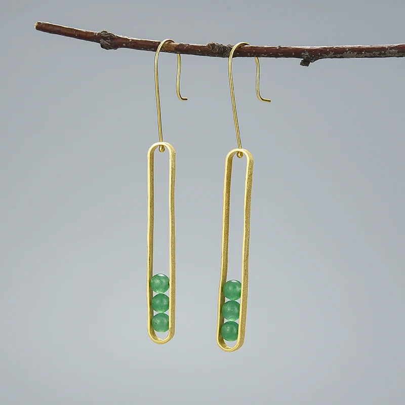 925 Pure Sterling Silver Elliptical Minimalist Beaded Earrings 2023 Handmade Fine Jewelry