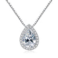 Sparking Teardrop Shaped Cubic Zirconia Bridesmaid Necklace 925 Sterling Silver Wedding Necklace